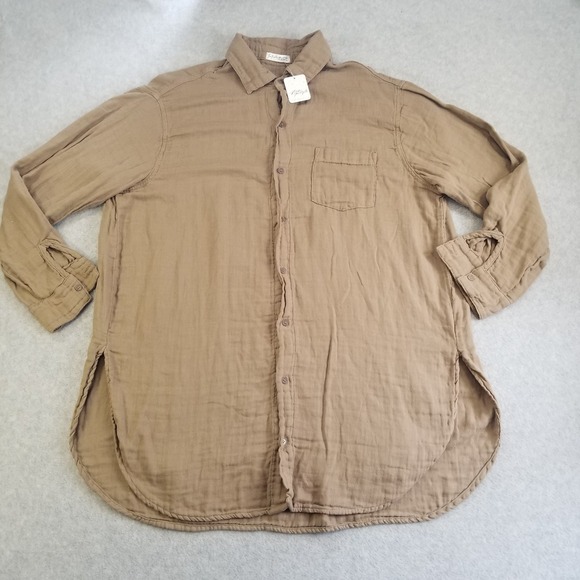 CP Shades Tops - Free People CP Shades Shirt Womens M Brown Marella Button Down Dress Made in USA
